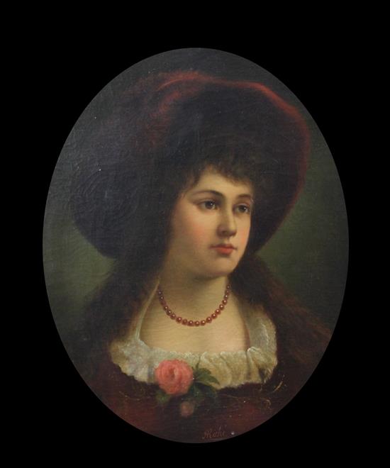 Adèle Riche (French 1791-1878) Portraits of elegant ladies, ovals, 26 x 21in.